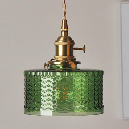 Hanglamp Geribbeld Glas Messing Japans Retro E27 Eetkamer Keuken Wit Groen