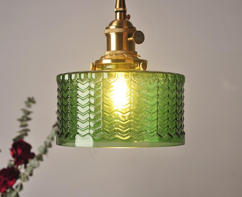 Hanglamp Geribbeld Glas Messing Japans Retro E27 Eetkamer Keuken Wit Groen