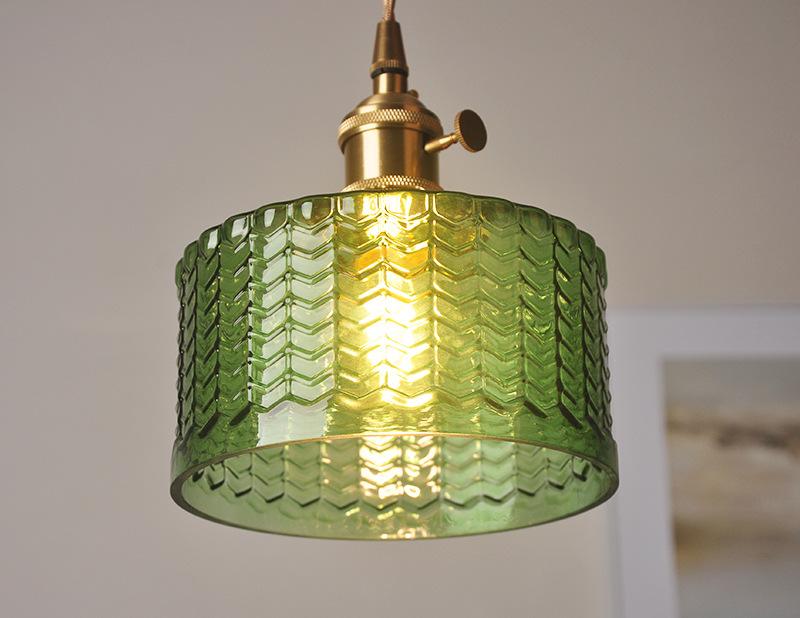 Hanglamp Geribbeld Glas Messing Japans Retro E27 Eetkamer Keuken Wit Groen