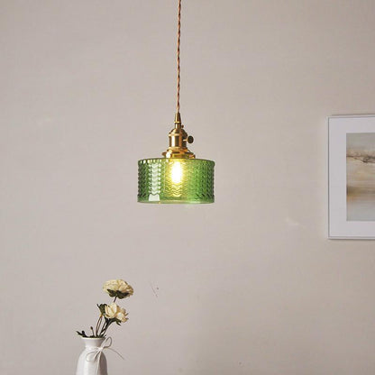 Hanglamp Geribbeld Glas Messing Japans Retro E27 Eetkamer Keuken Wit Groen
