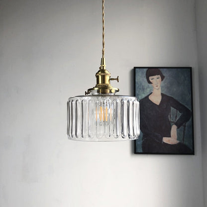 Hanglamp Geribbeld Glas Messing Japans Retro E27 Eetkamer Keuken Wit Groen