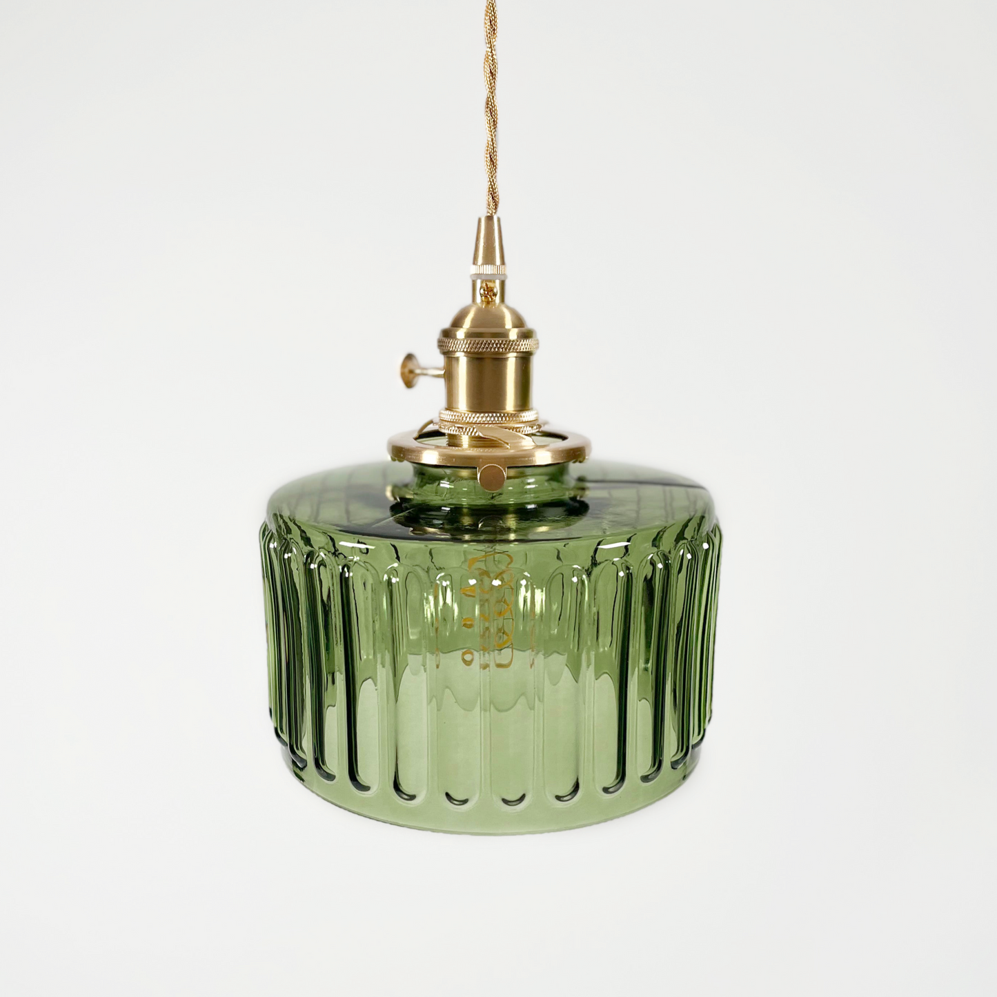 Hanglamp Geribbeld Glas Messing Japans Retro E27 Eetkamer Keuken Wit Groen