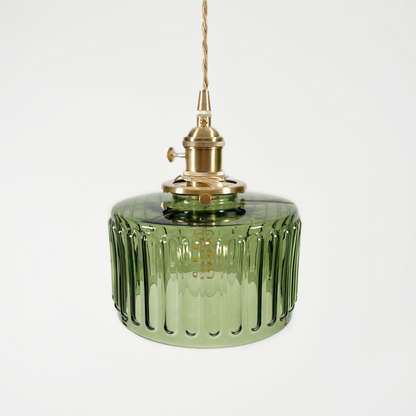 Hanglamp Geribbeld Glas Messing Japans Retro E27 Eetkamer Keuken Wit Groen