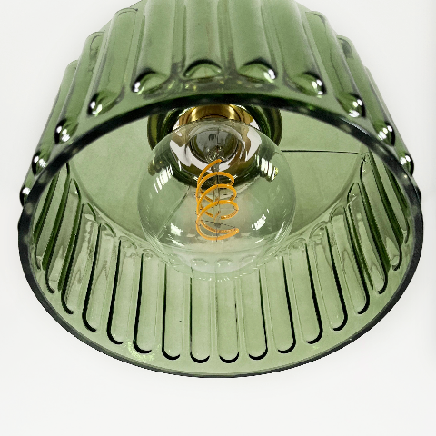 Hanglamp Geribbeld Glas Messing Japans Retro E27 Eetkamer Keuken Wit Groen