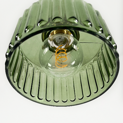 Hanglamp Geribbeld Glas Messing Japans Retro E27 Eetkamer Keuken Wit Groen