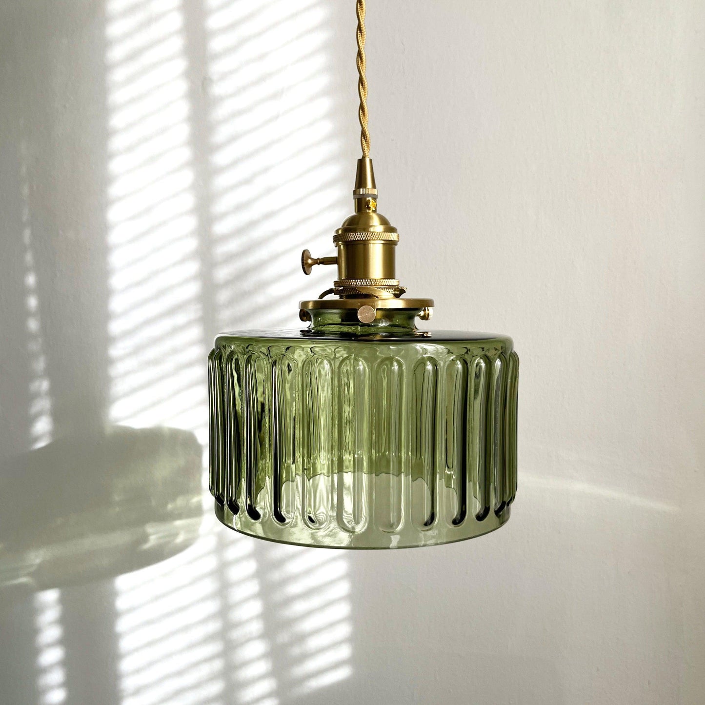 Hanglamp Geribbeld Glas Messing Japans Retro E27 Eetkamer Keuken Wit Groen