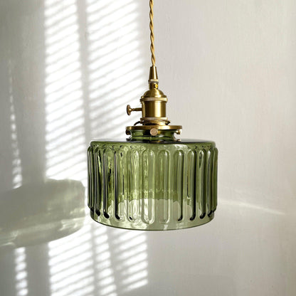 Hanglamp Geribbeld Glas Messing Japans Retro E27 Eetkamer Keuken Wit Groen