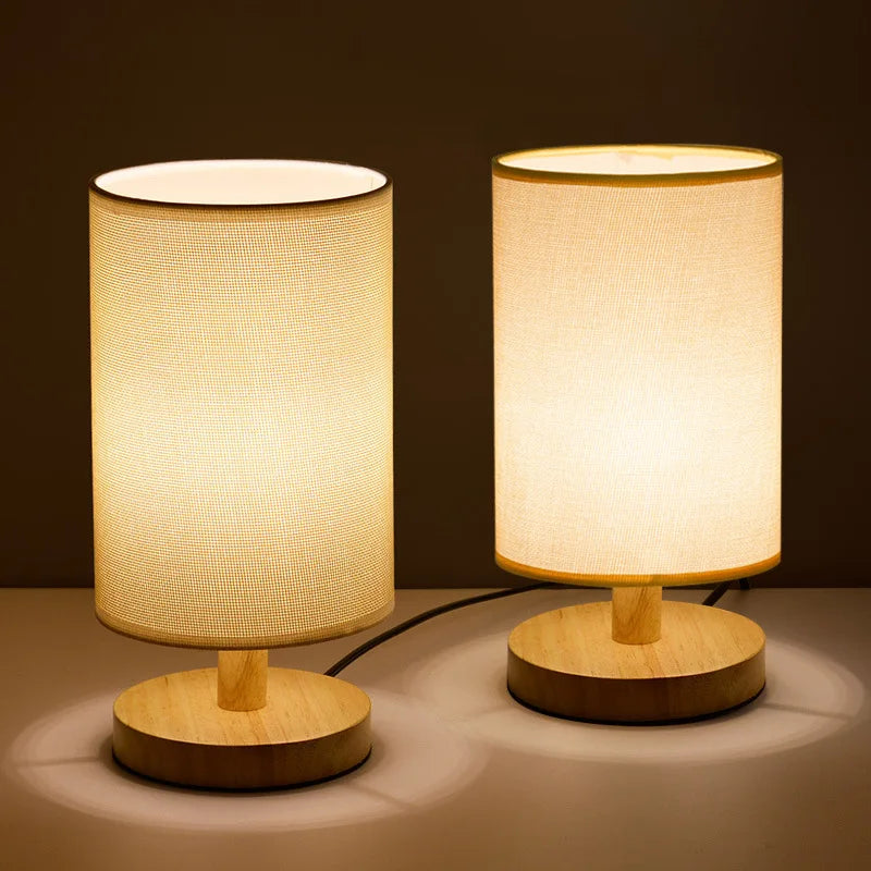 Organische Tafellamp Hout & Linnen – Dimbaar met Afstandsbediening & Touch | 3 Lichtkleuren