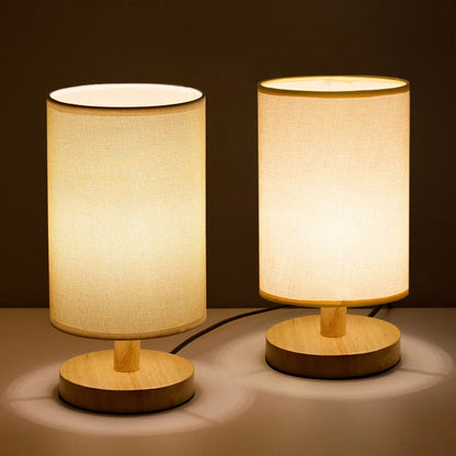 Organische Tafellamp Hout & Linnen – Dimbaar met Afstandsbediening & Touch | 3 Lichtkleuren