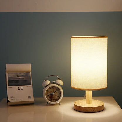 Organische Tafellamp Hout & Linnen – Dimbaar met Afstandsbediening & Touch | 3 Lichtkleuren