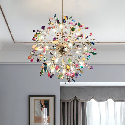 Hanglamp Kroonluchter Natuurlijk Agaat Metaal Goud Multicolor G4 12-18 Lichts Woonkamer
