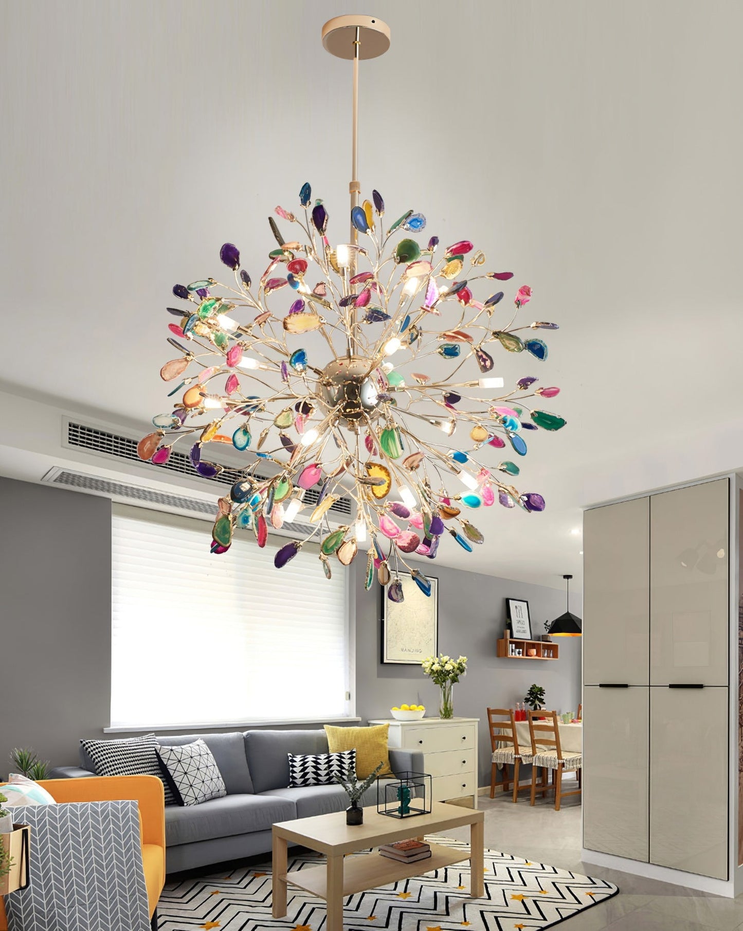 Hanglamp Kroonluchter Natuurlijk Agaat Metaal Goud Multicolor G4 12-18 Lichts Woonkamer