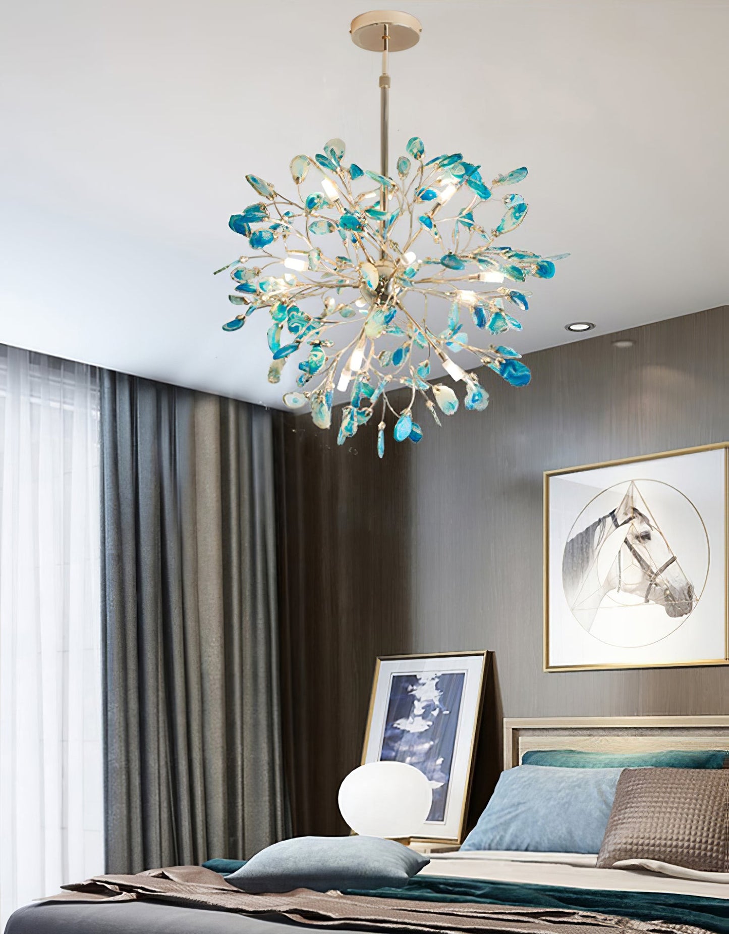 Hanglamp Kroonluchter Natuurlijk Agaat Metaal Goud Multicolor G4 12-18 Lichts Woonkamer