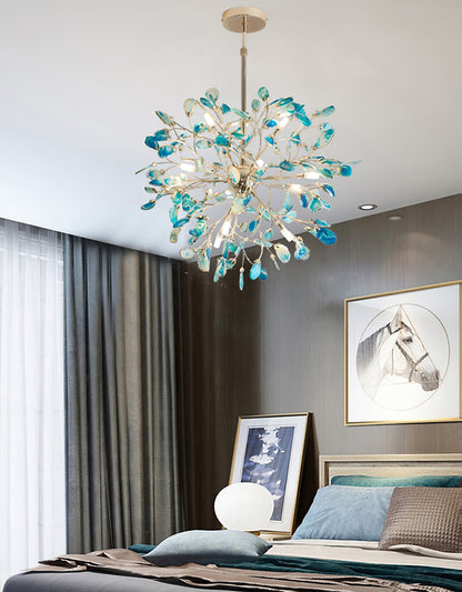 Hanglamp Kroonluchter Natuurlijk Agaat Metaal Goud Multicolor G4 12-18 Lichts Woonkamer