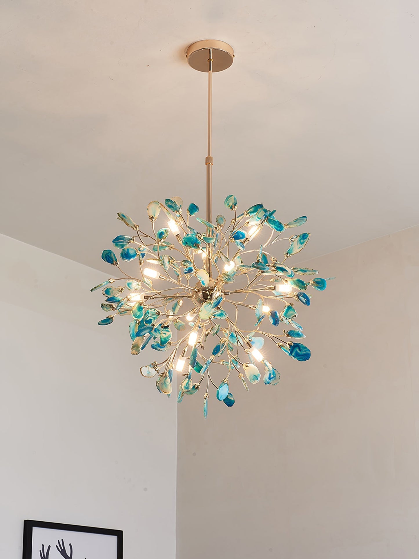 Hanglamp Kroonluchter Natuurlijk Agaat Metaal Goud Multicolor G4 12-18 Lichts Woonkamer