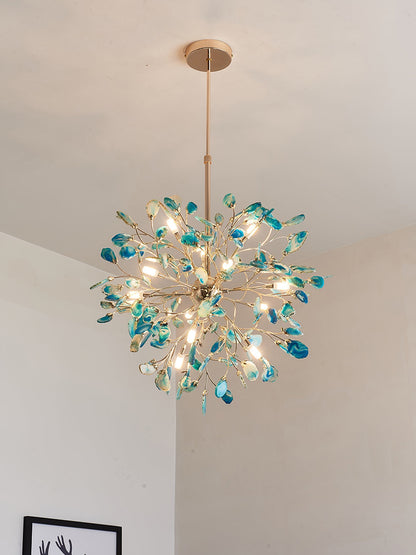 Hanglamp Kroonluchter Natuurlijk Agaat Metaal Goud Multicolor G4 12-18 Lichts Woonkamer