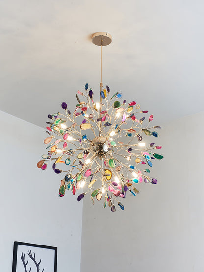Hanglamp Kroonluchter Natuurlijk Agaat Metaal Goud Multicolor G4 12-18 Lichts Woonkamer