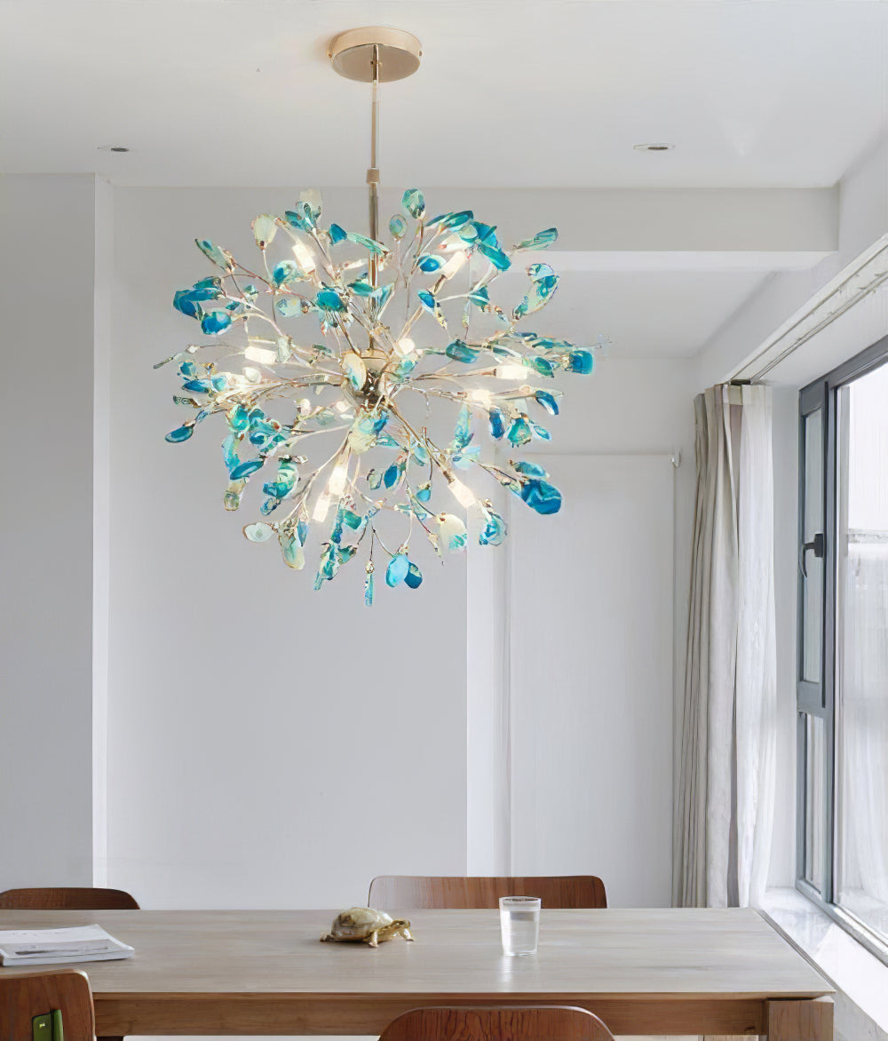 Hanglamp Kroonluchter Natuurlijk Agaat Metaal Goud Multicolor G4 12-18 Lichts Woonkamer