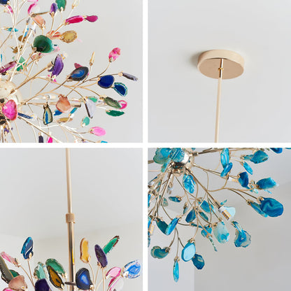 Hanglamp Kroonluchter Natuurlijk Agaat Metaal Goud Multicolor G4 12-18 Lichts Woonkamer
