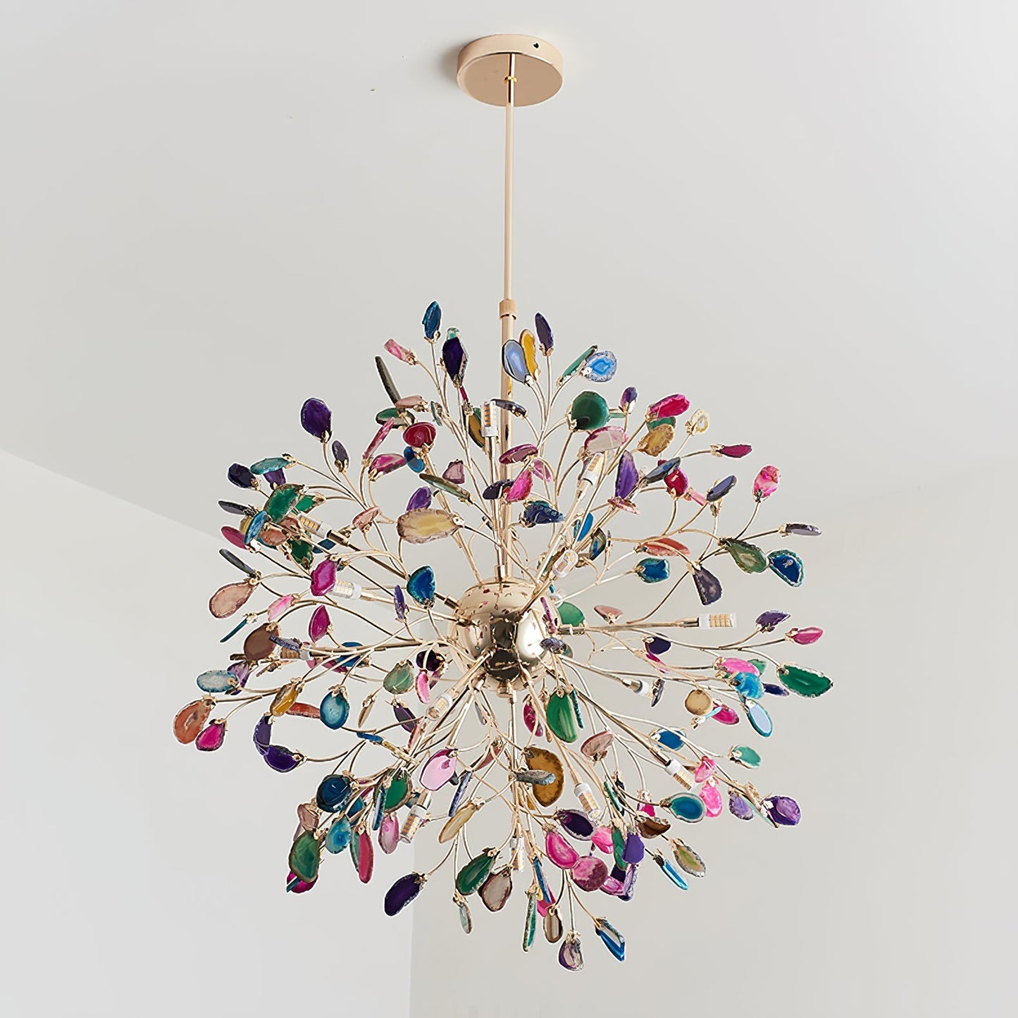 Hanglamp Kroonluchter Natuurlijk Agaat Metaal Goud Multicolor G4 12-18 Lichts Woonkamer