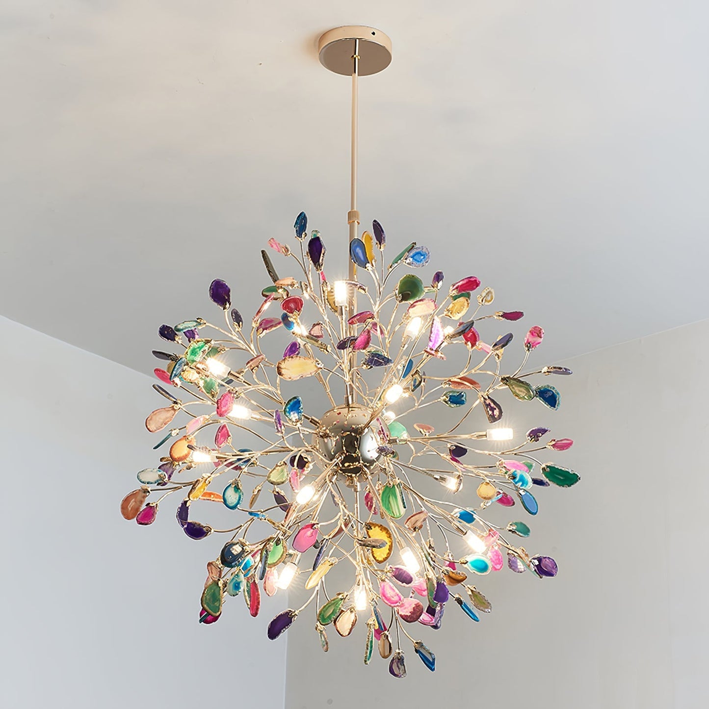 Hanglamp Kroonluchter Natuurlijk Agaat Metaal Goud Multicolor G4 12-18 Lichts Woonkamer