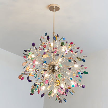Hanglamp Kroonluchter Natuurlijk Agaat Metaal Goud Multicolor G4 12-18 Lichts Woonkamer