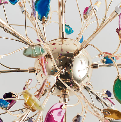Hanglamp Kroonluchter Natuurlijk Agaat Metaal Goud Multicolor G4 12-18 Lichts Woonkamer