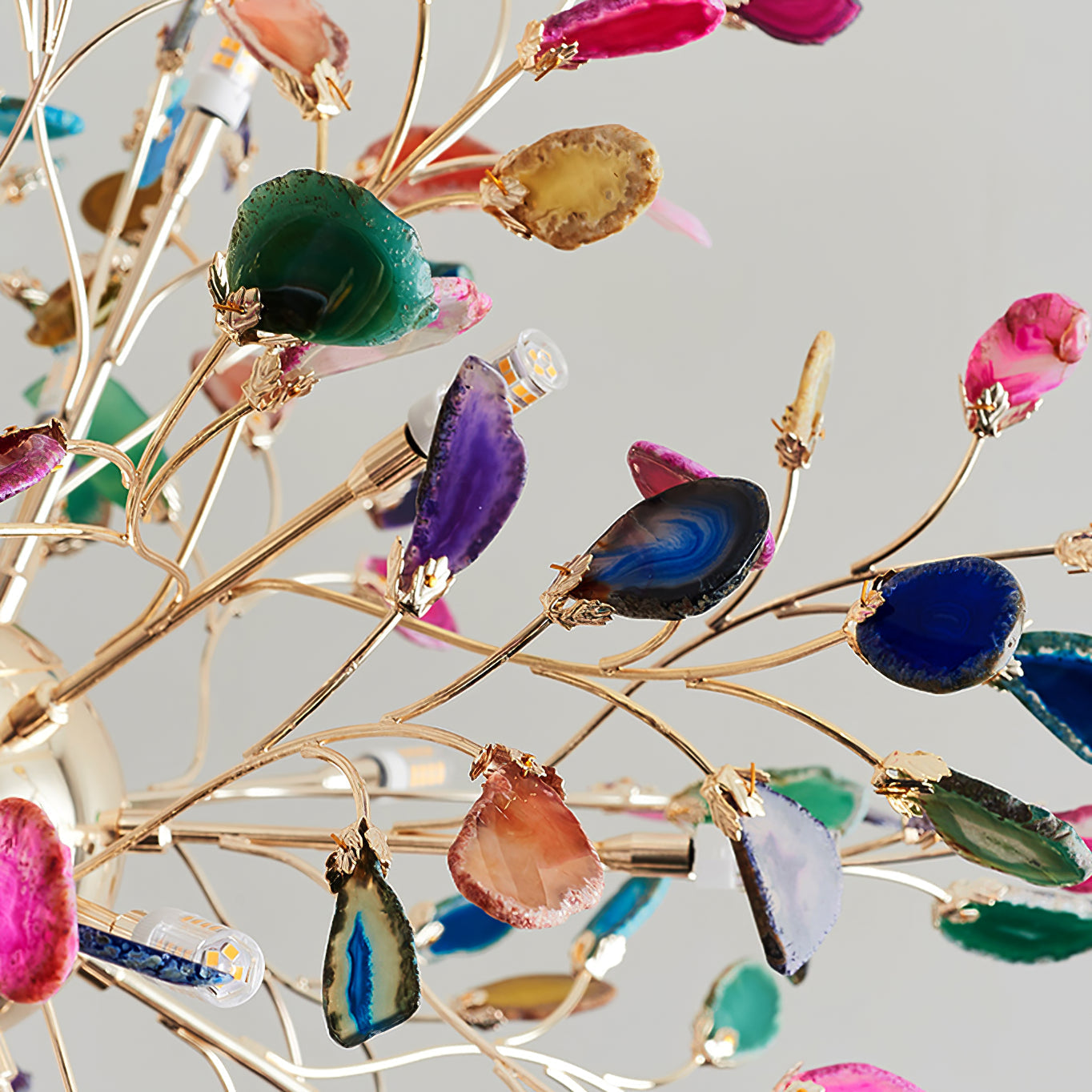 Hanglamp Kroonluchter Natuurlijk Agaat Metaal Goud Multicolor G4 12-18 Lichts Woonkamer
