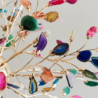 Hanglamp Kroonluchter Natuurlijk Agaat Metaal Goud Multicolor G4 12-18 Lichts Woonkamer