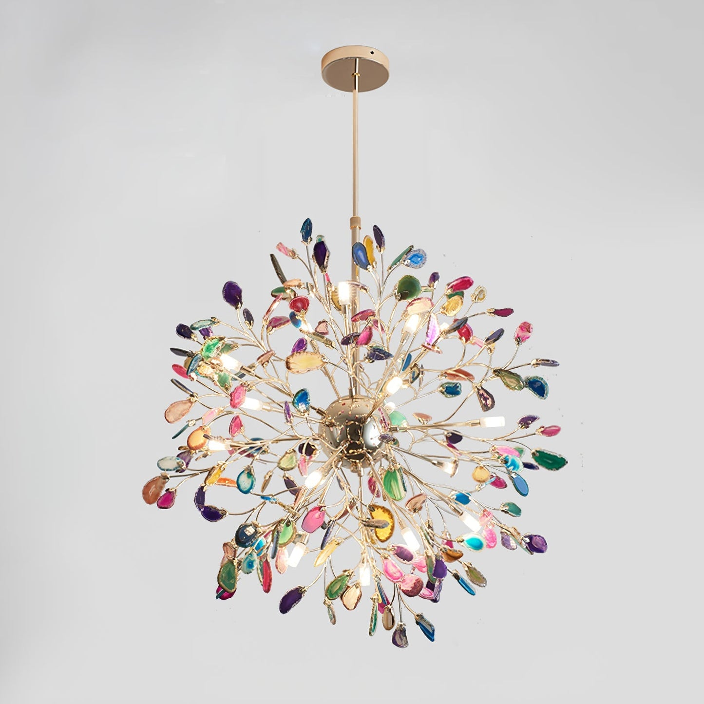 Hanglamp Kroonluchter Natuurlijk Agaat Metaal Goud Multicolor G4 12-18 Lichts Woonkamer