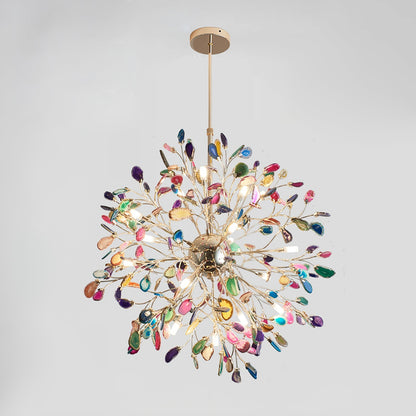 Hanglamp Kroonluchter Natuurlijk Agaat Metaal Goud Multicolor G4 12-18 Lichts Woonkamer