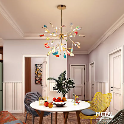 Hanglamp Kroonluchter Natuurlijk Agaat Metaal Goud Multicolor G4 12-18 Lichts Woonkamer