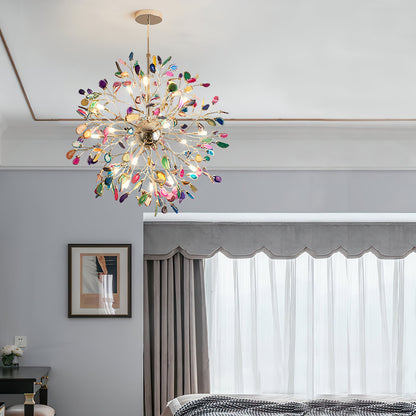 Hanglamp Kroonluchter Natuurlijk Agaat Metaal Goud Multicolor G4 12-18 Lichts Woonkamer