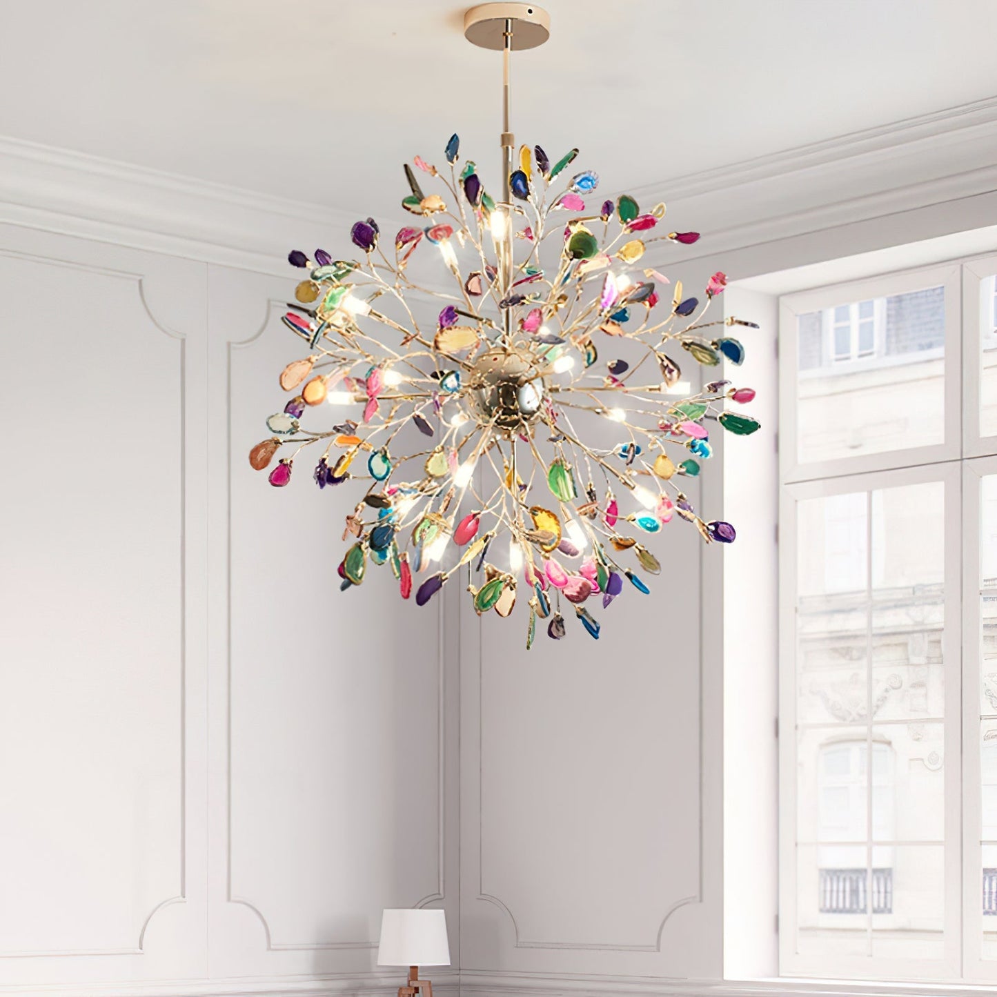 Hanglamp Kroonluchter Natuurlijk Agaat Metaal Goud Multicolor G4 12-18 Lichts Woonkamer