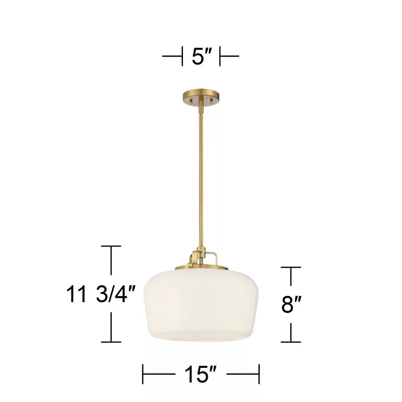 Hanglamp met Opaal Wit Glazen Kap en Antique Brass Fitting – 3-Lichts Hangverlichting voor Keukeneiland Eetkamer Woonkamer Scandinavisch Interieur