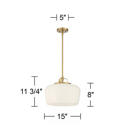 Hanglamp met Opaal Wit Glazen Kap en Antique Brass Fitting – 3-Lichts Hangverlichting voor Keukeneiland Eetkamer Woonkamer Scandinavisch Interieur