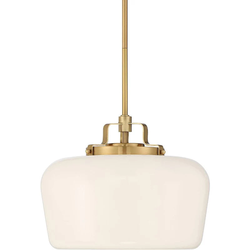 Hanglamp met Opaal Wit Glazen Kap en Antique Brass Fitting – 3-Lichts Hangverlichting voor Keukeneiland Eetkamer Woonkamer Scandinavisch Interieur