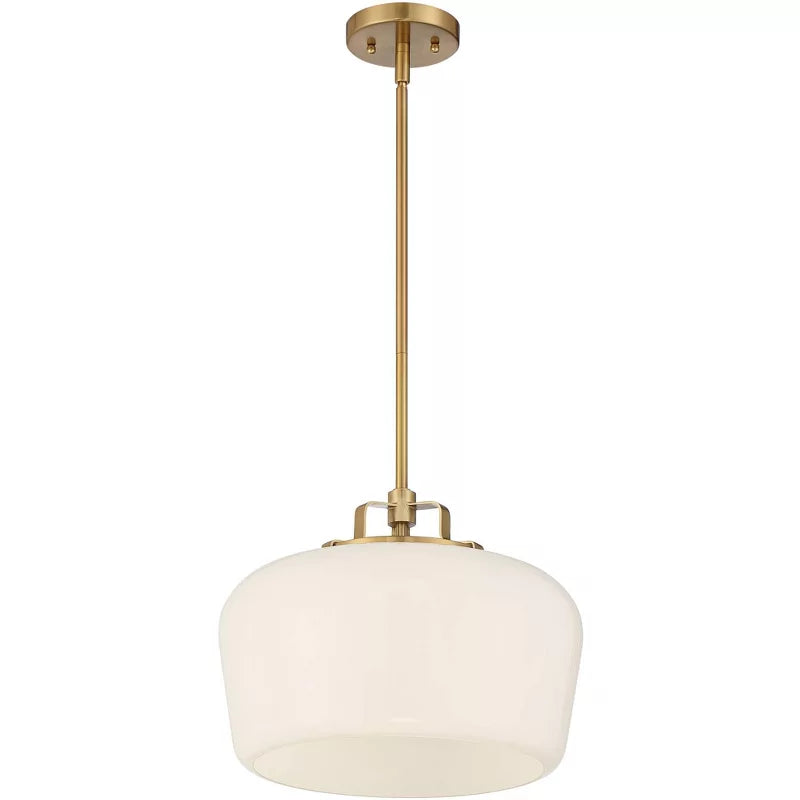 Hanglamp met Opaal Wit Glazen Kap en Antique Brass Fitting – 3-Lichts Hangverlichting voor Keukeneiland Eetkamer Woonkamer Scandinavisch Interieur