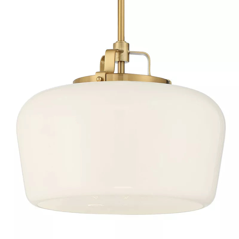 Hanglamp met Opaal Wit Glazen Kap en Antique Brass Fitting – 3-Lichts Hangverlichting voor Keukeneiland Eetkamer Woonkamer Scandinavisch Interieur