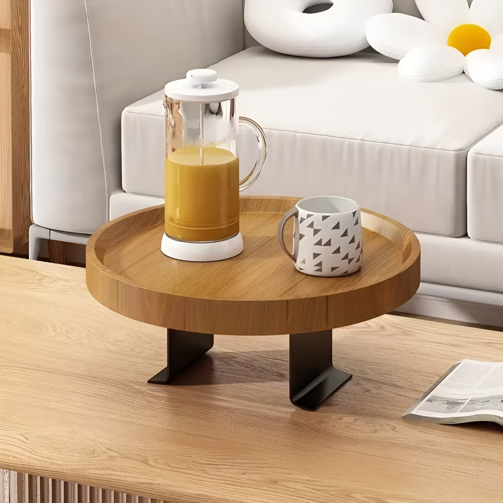 Ronde Bijzettafel voor Bankleuning - Klaptafel voor Snacks en Drankjes
