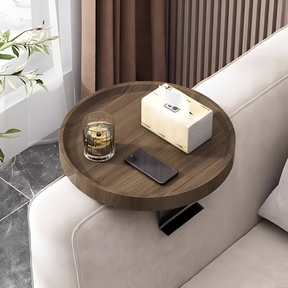 Ronde Bijzettafel voor Bankleuning - Klaptafel voor Snacks en Drankjes