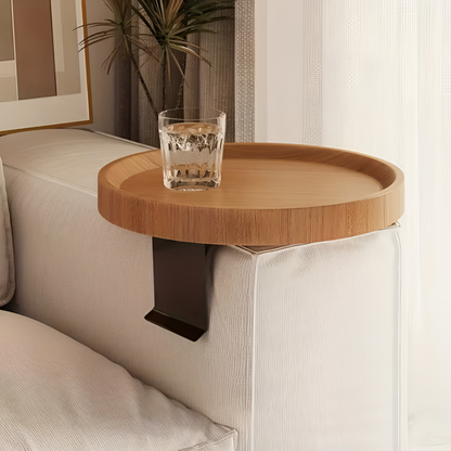 Ronde Bijzettafel voor Bankleuning - Klaptafel voor Snacks en Drankjes