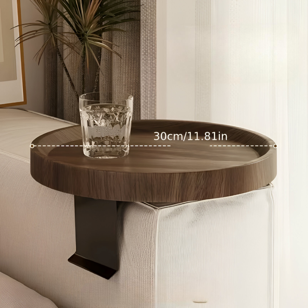 Ronde Bijzettafel voor Bankleuning - Klaptafel voor Snacks en Drankjes