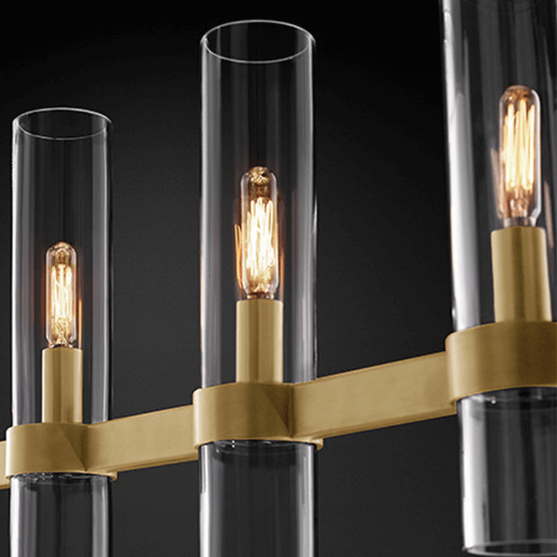 Moderne Eettafel Kroonluchter met Cilindervormige Glazen Kappen – Hanglamp Messing – Sfeerverlichting voor Woonkamer Eetkamer Keukeneiland