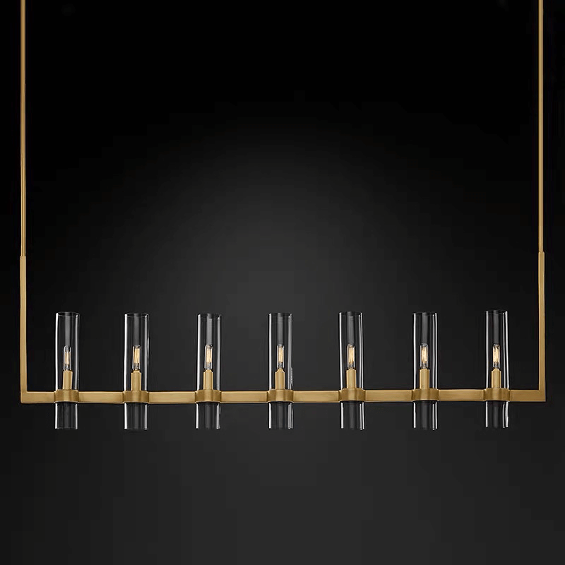 Moderne Eettafel Kroonluchter met Cilindervormige Glazen Kappen – Hanglamp Messing – Sfeerverlichting voor Woonkamer Eetkamer Keukeneiland