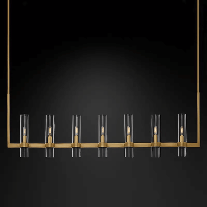 Moderne Eettafel Kroonluchter met Cilindervormige Glazen Kappen – Hanglamp Messing – Sfeerverlichting voor Woonkamer Eetkamer Keukeneiland