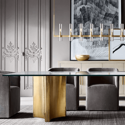 Moderne Eettafel Kroonluchter met Cilindervormige Glazen Kappen – Hanglamp Messing – Sfeerverlichting voor Woonkamer Eetkamer Keukeneiland