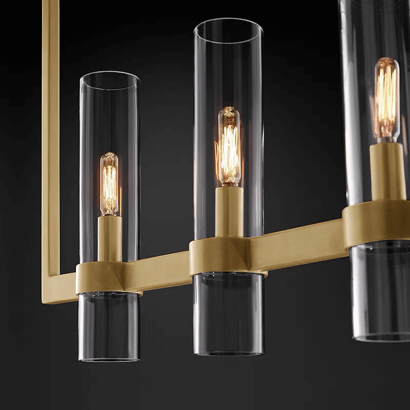Moderne Eettafel Kroonluchter met Cilindervormige Glazen Kappen – Hanglamp Messing – Sfeerverlichting voor Woonkamer Eetkamer Keukeneiland