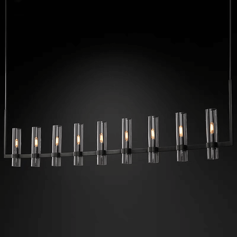 Moderne Eettafel Kroonluchter met Cilindervormige Glazen Kappen – Hanglamp Messing – Sfeerverlichting voor Woonkamer Eetkamer Keukeneiland