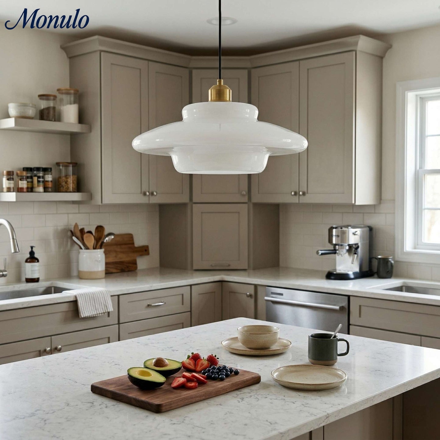 Glazen Hanglamp met Gelaagd Design – Melkwit Matglas voor Eetkamer en Woonkamer